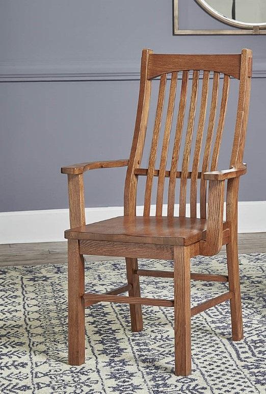 A-America - Laurelhurst Slatback Arm Chair in Contoured Solid Wood Seat in Mission Oak Finish (Set of 2) - LAUOA2762 veiw 1