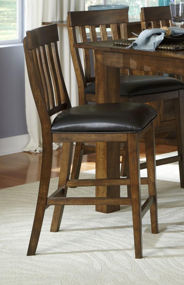 A-America - Mariposa Slatback Counter Chair with Upholstered Seat in Rustic Whiskey Finish (Set of 2) - MRPRW365K veiw 2