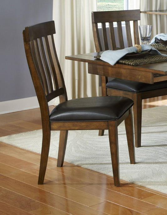 A-America - Mariposa Slatback Side Chair with Upholstered Seat in Rustic Whiskey Finish (Set of 2) - MRPRW265K veiw 2