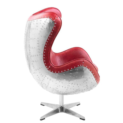 ACME Furniture - Brancaster Accent Chair w/Swivel - Red Top grain Leather - AC01990 veiw 3