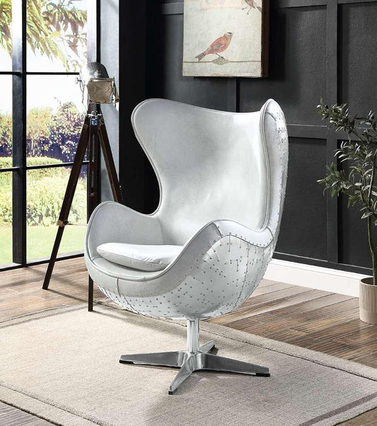 ACME Furniture - Brancaster Accent Chair w/Swivel - Vintage white Top grain Leather - AC01991 veiw 1