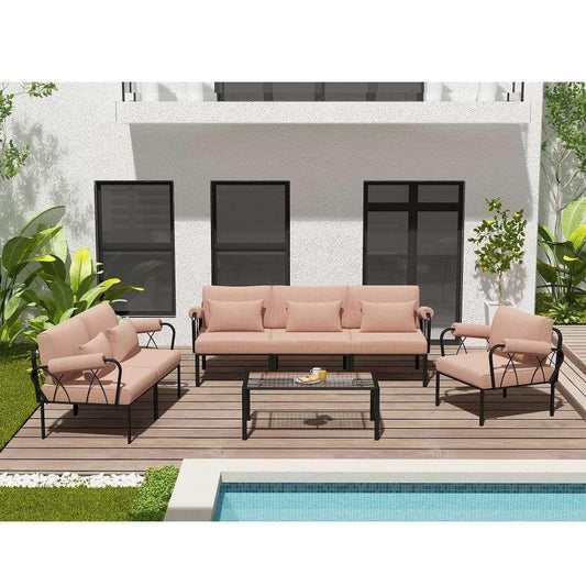 ACME Furniture - Rajni Patio -Ottoman - Pink & Black - OT01768 veiw 1