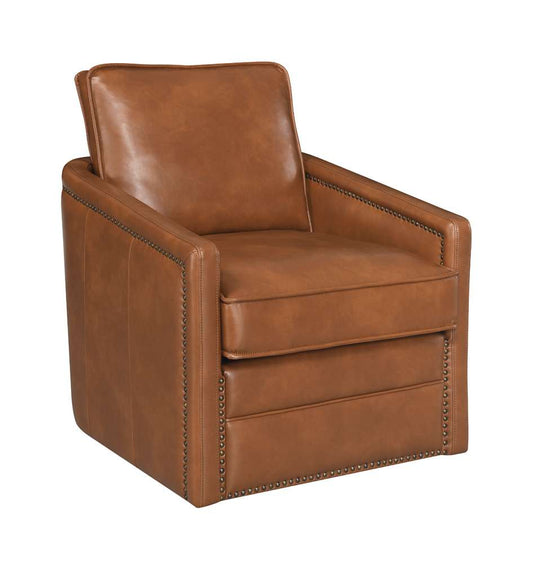 ACME Furniture - Rocha Accent Chair w/Swivel - Brown Leather Aire - AC01886 veiw 2