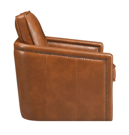 ACME Furniture - Rocha Accent Chair w/Swivel - Brown Leather Aire - AC01886 veiw 4