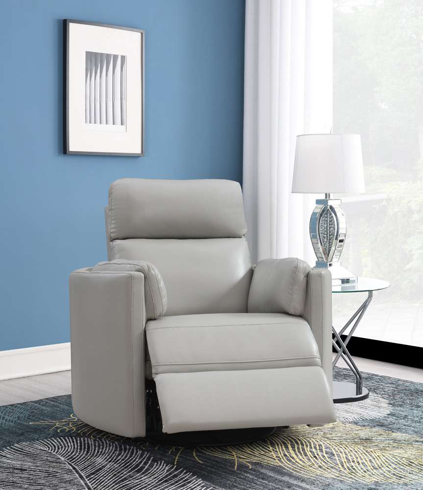 ACME Furniture - Sagen Glider Recliner w/Swivel - Gray Leather Aire - LV01880 veiw 1