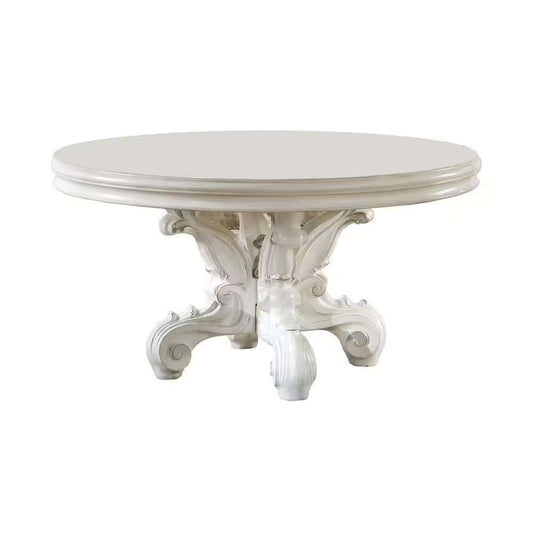 ACME Furniture - Versailles Round Dining Table - Synthetic Leather & Bone White Finsih - DN01388 view 1