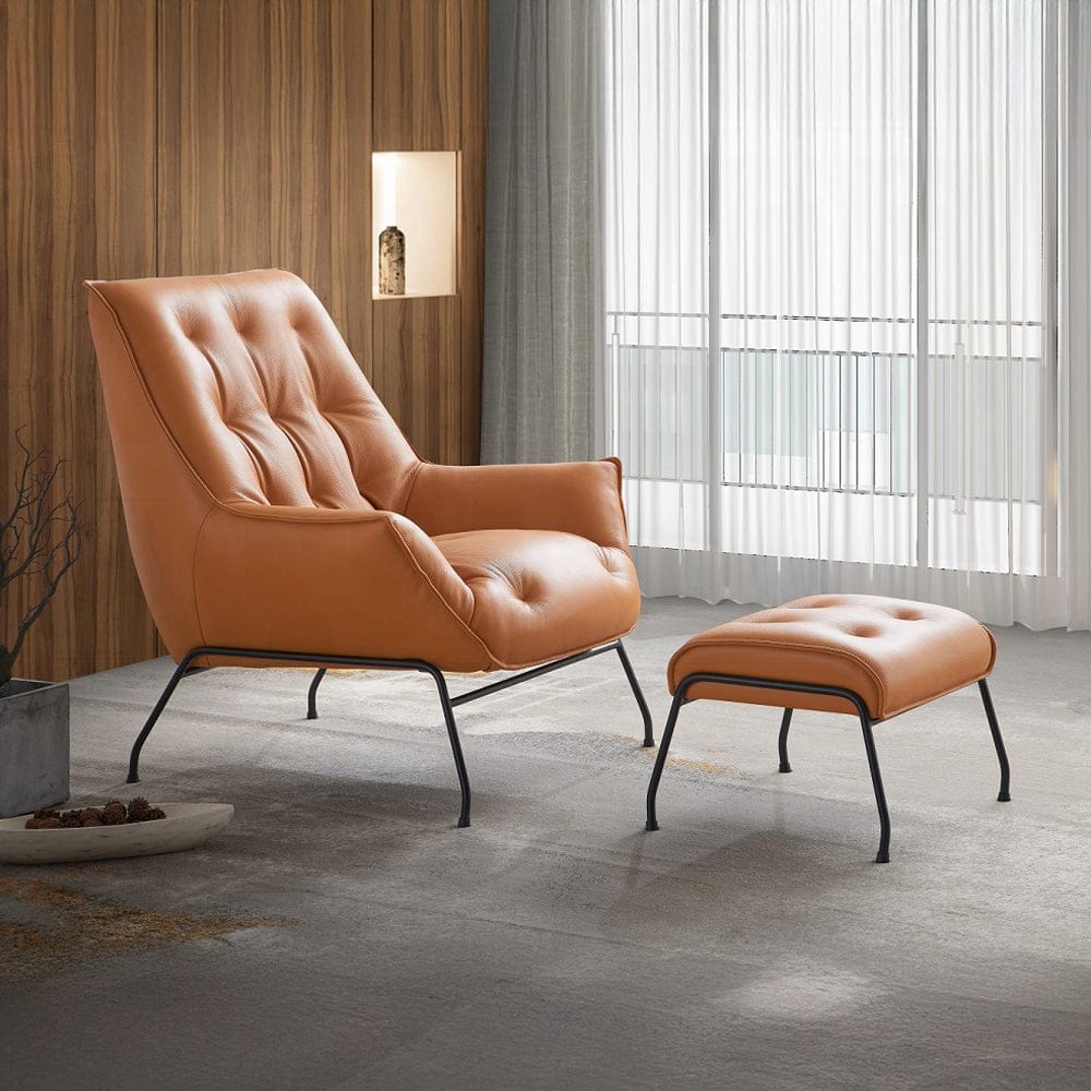 ACME Furniture - Zusa Accent Chair & Ottoman - Sandstone Top Grain Leather - AC02379 view 5