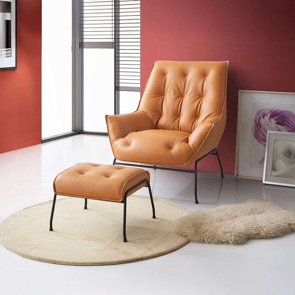 ACME Furniture - Zusa Accent Chair & Ottoman - Sandstone Top Grain Leather - AC02379 view 6