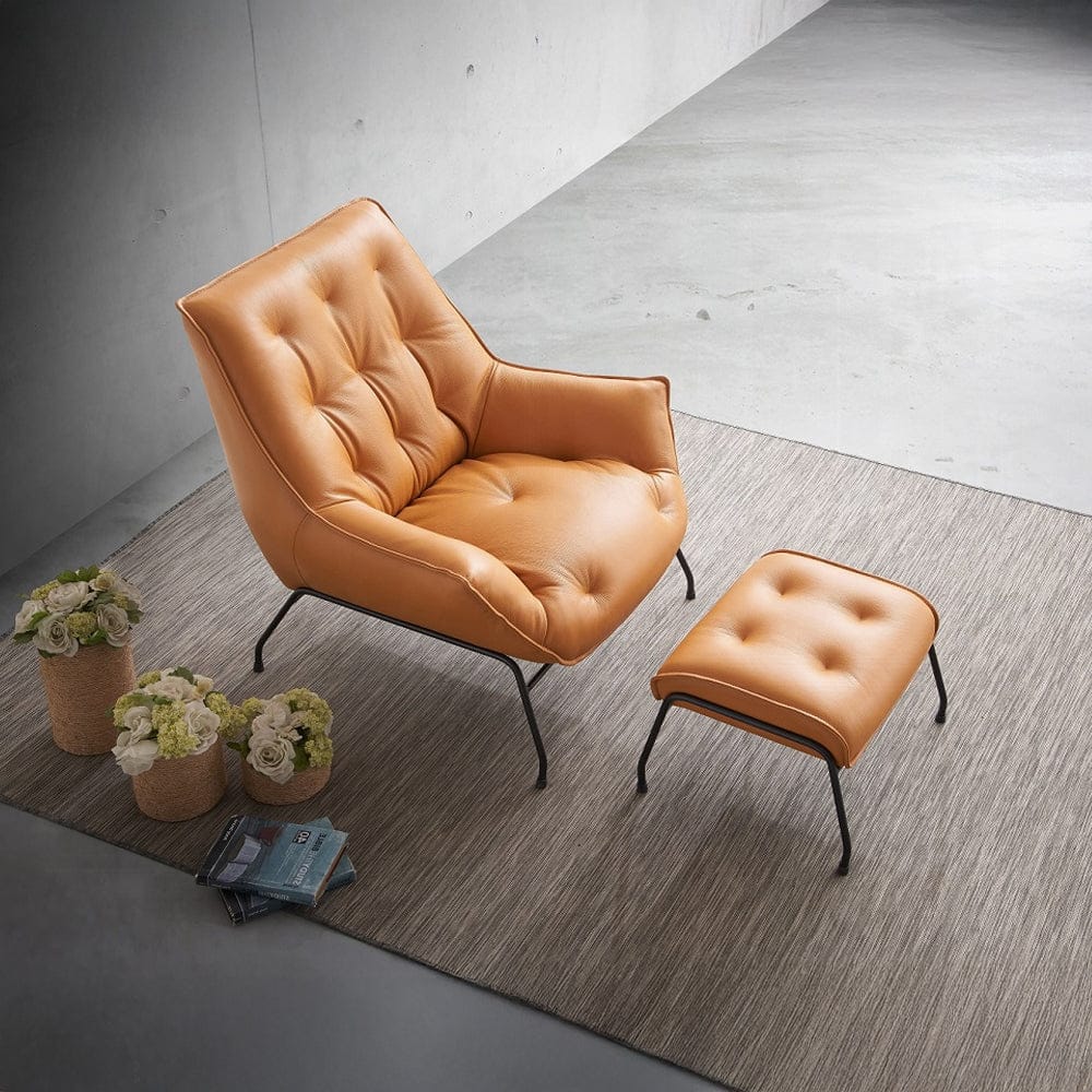 ACME Furniture - Zusa Accent Chair & Ottoman - Sandstone Top Grain Leather - AC02379 view 7