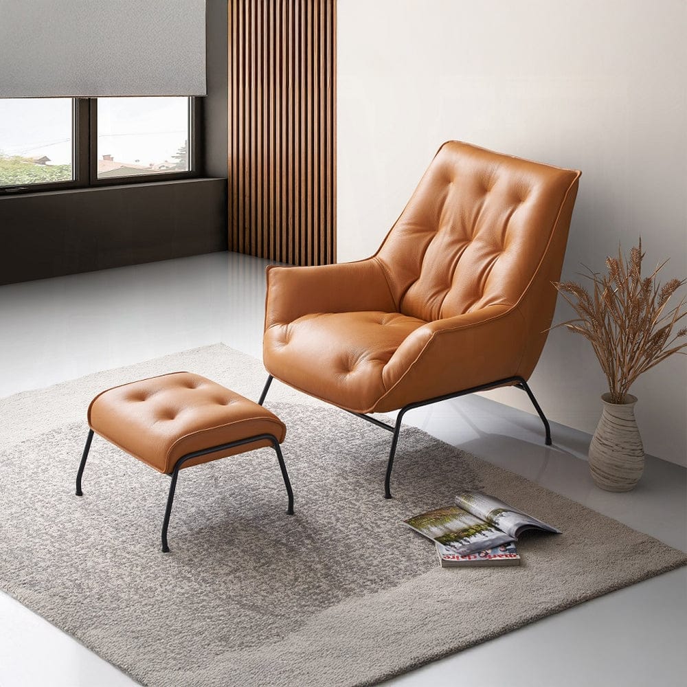 ACME Furniture - Zusa Accent Chair & Ottoman - Sandstone Top Grain Leather - AC02379 view 8