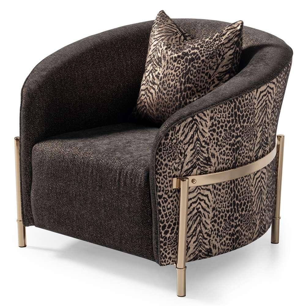 AICO by Michael Amini - Lisbon Accent Chair - Onyx/Gold - LFR-LSBN835-ONX-806 veiw 3