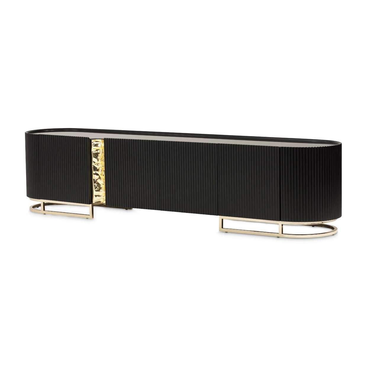 AICO by Michael Amini - Lisbon Media Cabinet - Silken Matte Black - LFR-LSBN081-826 veiw 1