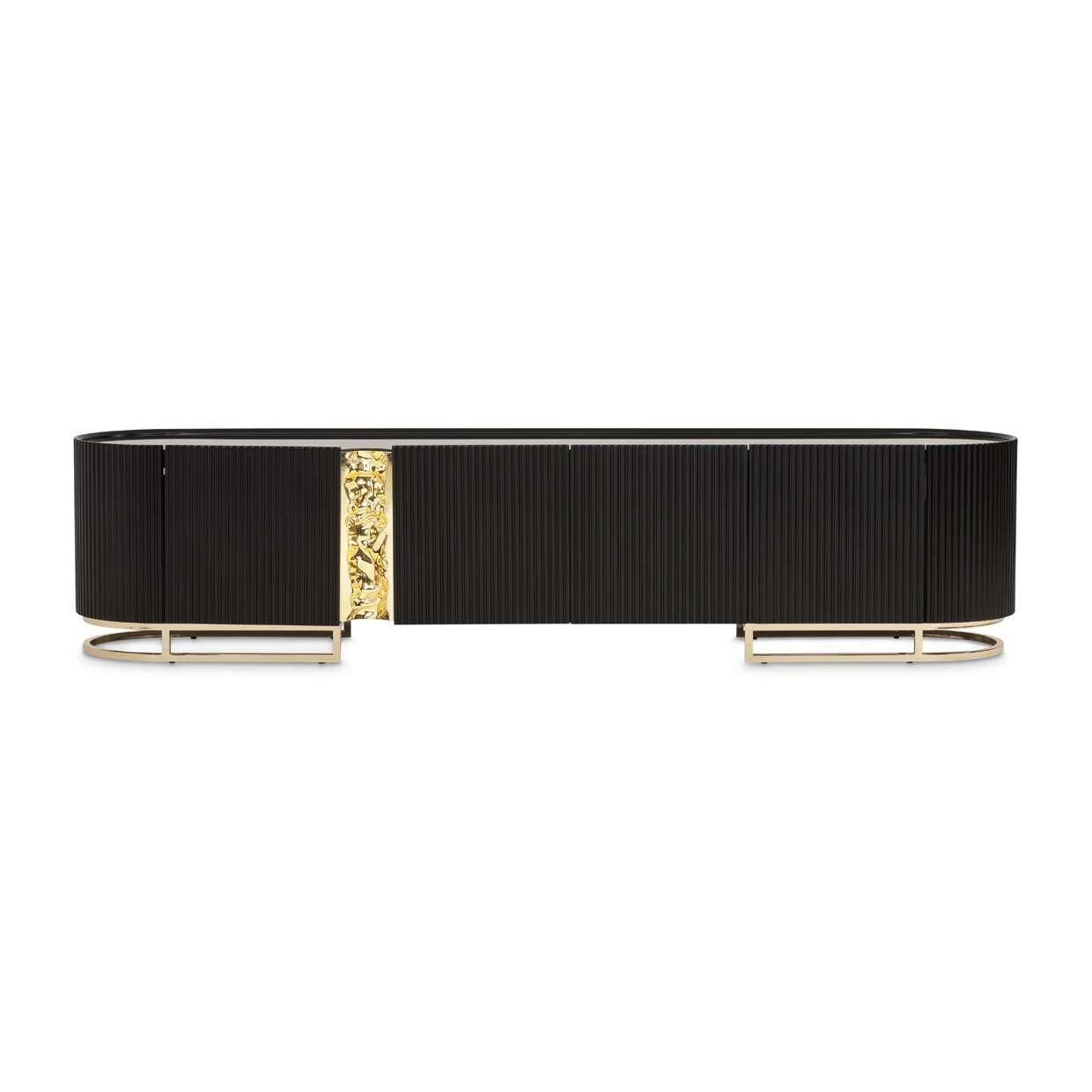 AICO by Michael Amini - Lisbon Media Cabinet - Silken Matte Black - LFR-LSBN081-826 veiw 2