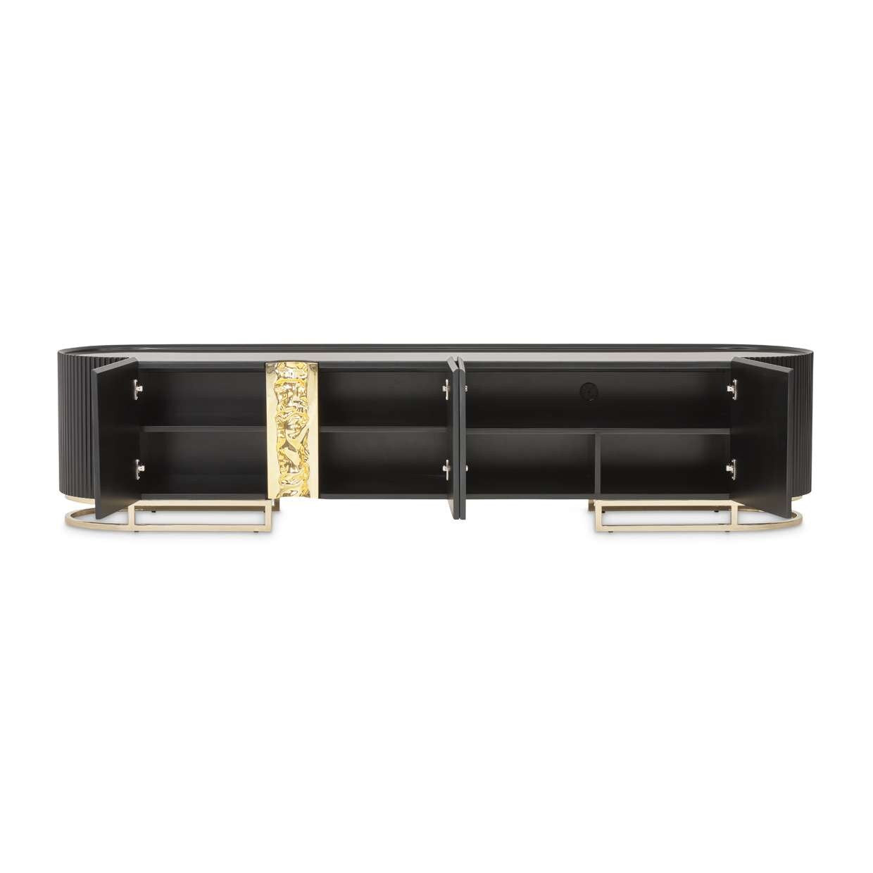 AICO by Michael Amini - Lisbon Media Cabinet - Silken Matte Black - LFR-LSBN081-826 veiw 4