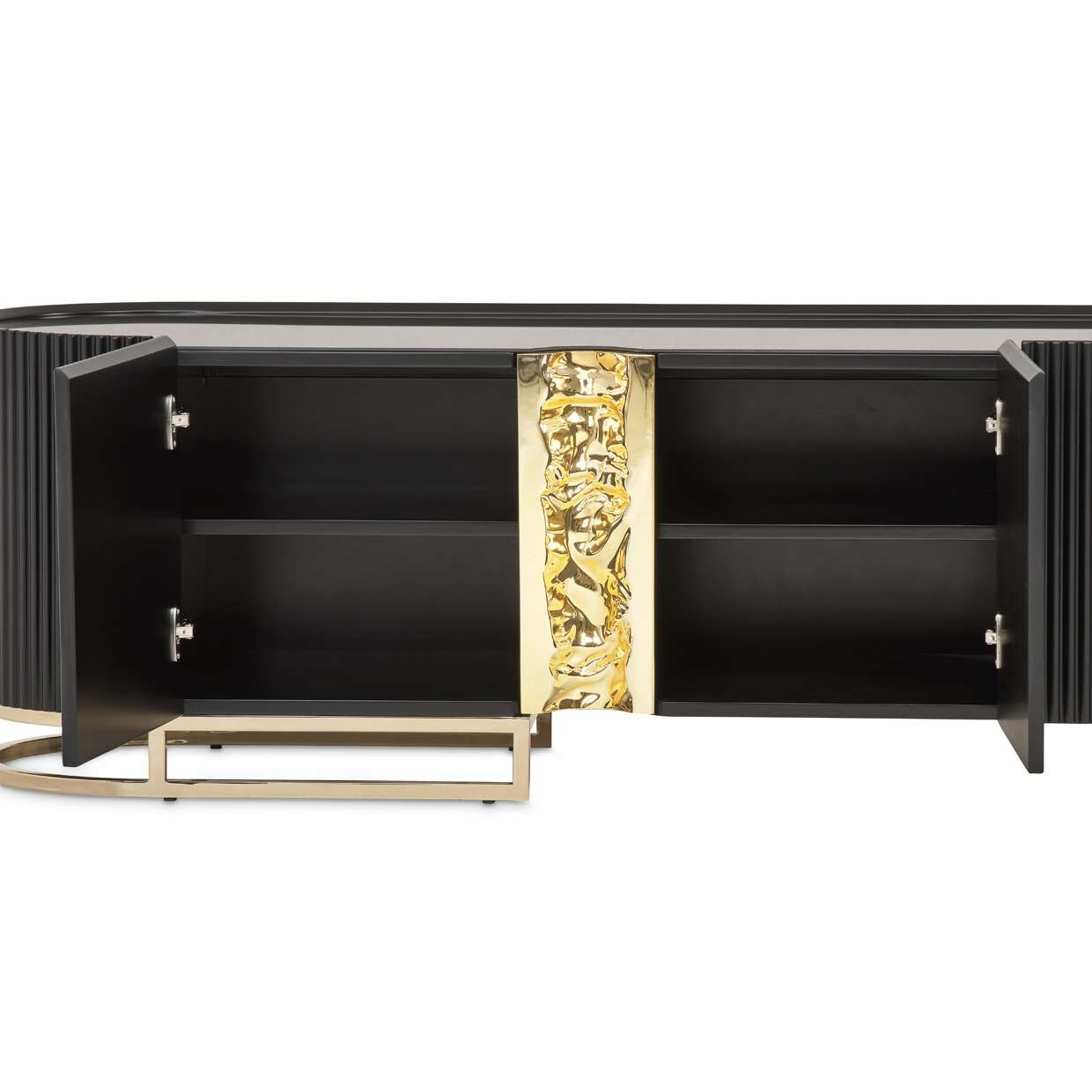 AICO by Michael Amini - Lisbon Media Cabinet - Silken Matte Black - LFR-LSBN081-826 veiw 6