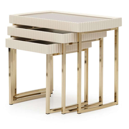 AICO by Michael Amini - Lisbon Nesting Tables, Set of 3 - Silken Matte Cream - LFR-LSBN224-140 veiw 1