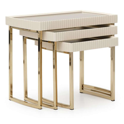 AICO by Michael Amini - Lisbon Nesting Tables, Set of 3 - Silken Matte Cream - LFR-LSBN224-140 veiw 3