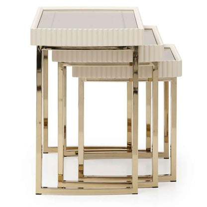 AICO by Michael Amini - Lisbon Nesting Tables, Set of 3 - Silken Matte Cream - LFR-LSBN224-140 veiw 4