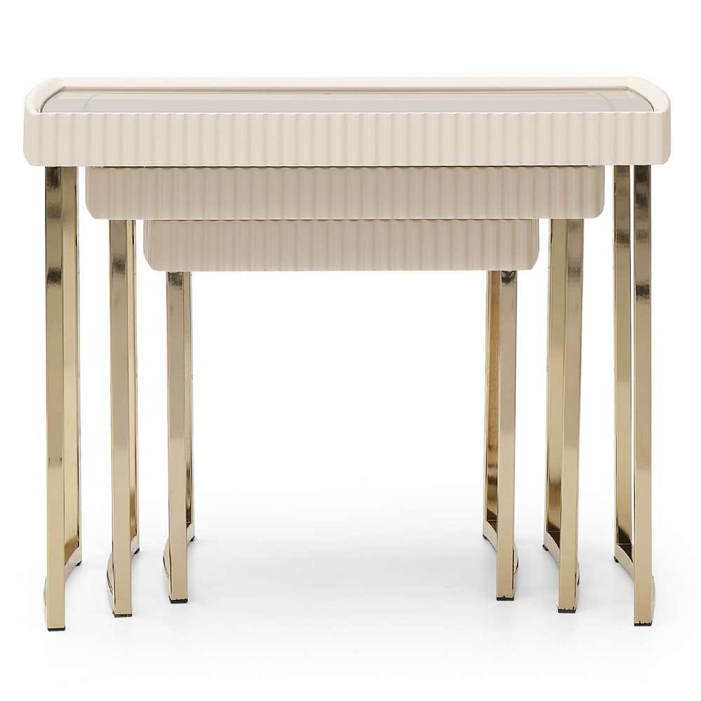AICO by Michael Amini - Lisbon Nesting Tables, Set of 3 - Silken Matte Cream - LFR-LSBN224-140 veiw 5