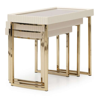 AICO by Michael Amini - Lisbon Nesting Tables, Set of 3 - Silken Matte Cream - LFR-LSBN224-140 veiw 6
