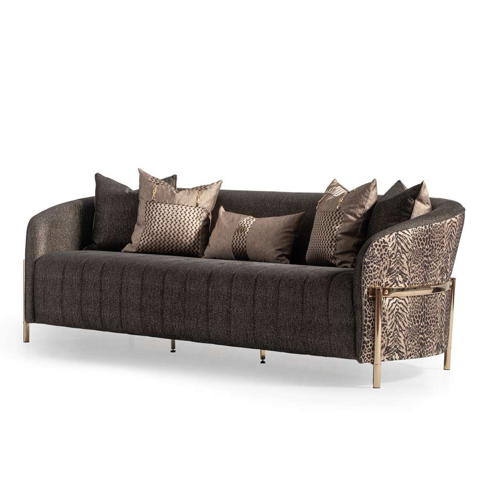AICO by Michael Amini - Lisbon Sofa - Onyx/Gold - LFR-LSBN815-ONX-806 veiw 2