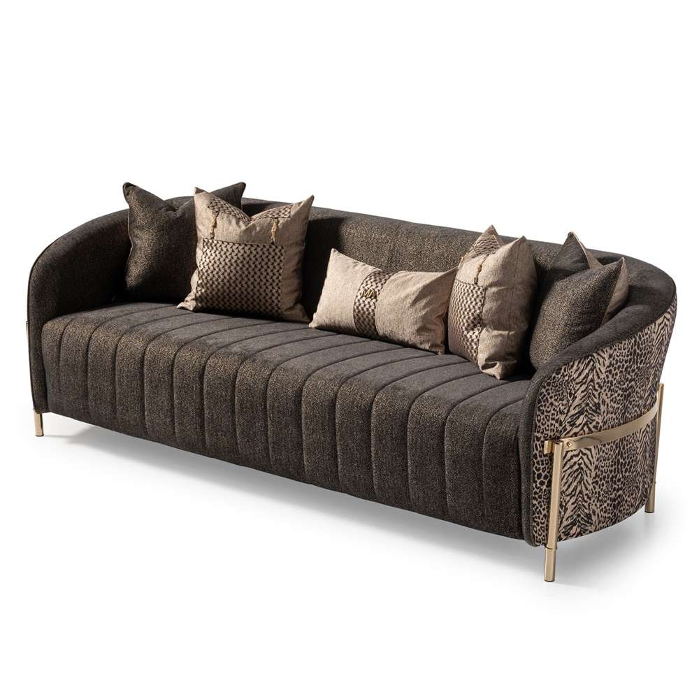AICO by Michael Amini - Lisbon Sofa - Onyx/Gold - LFR-LSBN815-ONX-806 veiw 3