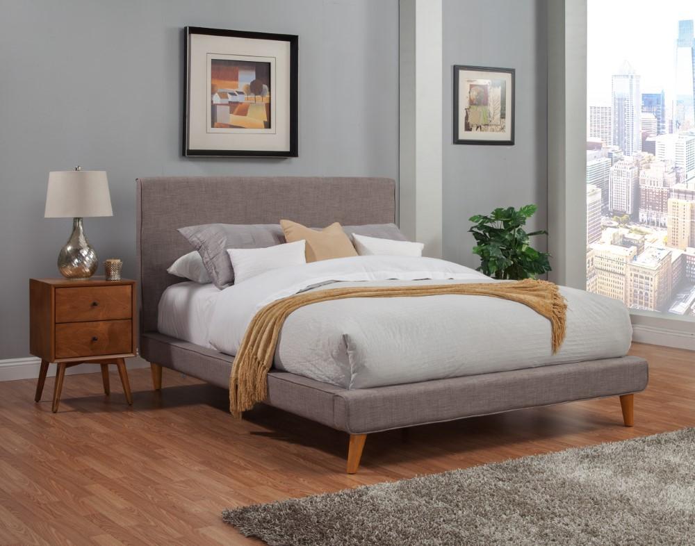 Alpine Furniture - Britney Full Size Upholstered Platform Bed, Dark Grey - 1296F veiw 2