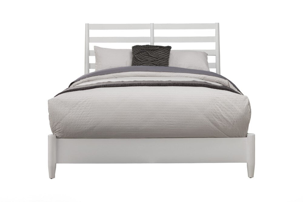 Alpine Furniture - Flynn Retro Full Bed w/Slat Back Headboard, White - 1066-W-28F veiw 3