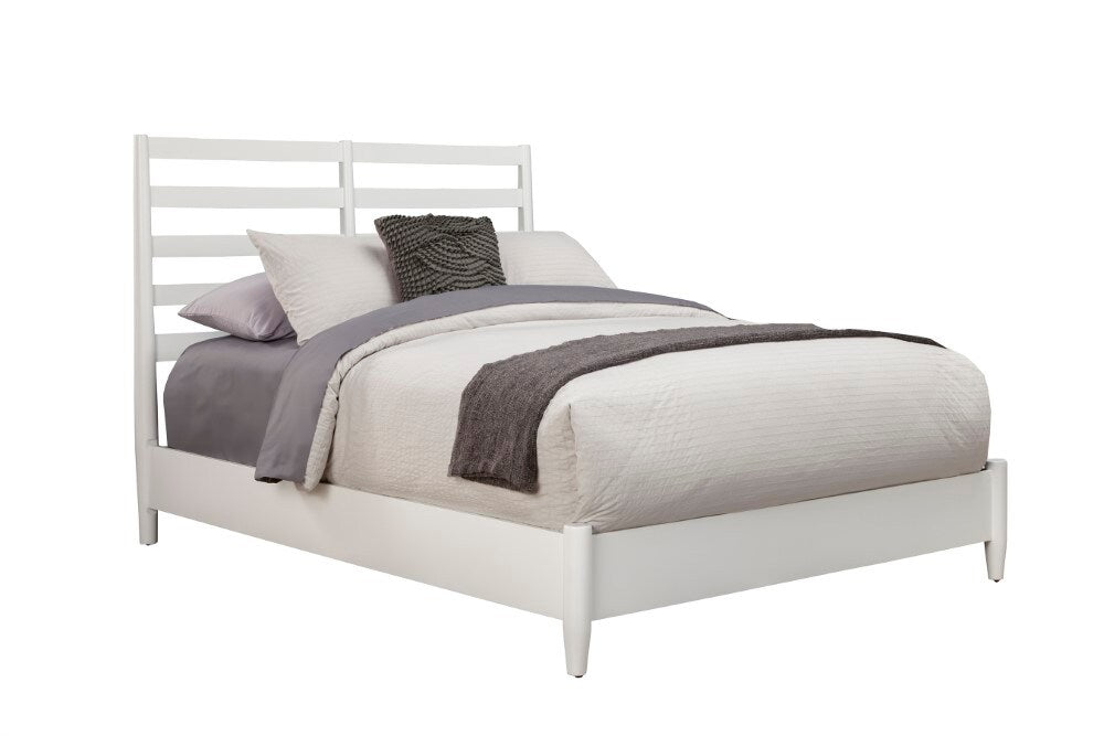 Alpine Furniture - Flynn Retro Standard King Bed w/Slat Back Headboard, White - 1066-W-27EK veiw 1