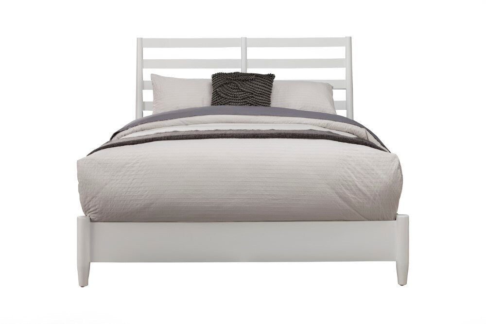 Alpine Furniture - Flynn Retro Standard King Bed w/Slat Back Headboard, White - 1066-W-27EK veiw 3