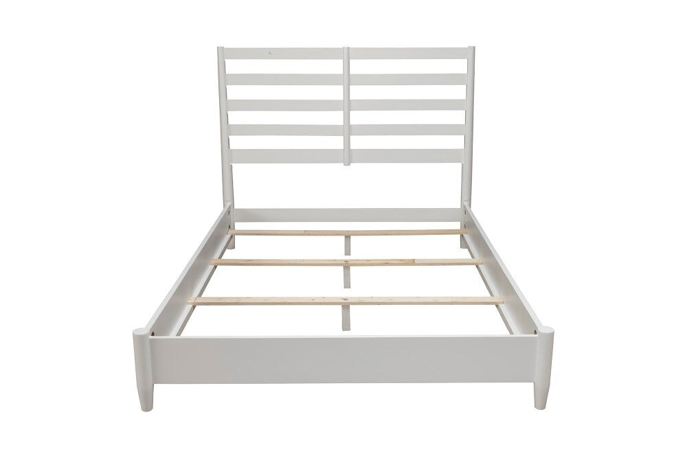 Alpine Furniture - Flynn Retro Standard King Bed w/Slat Back Headboard, White - 1066-W-27EK veiw 4
