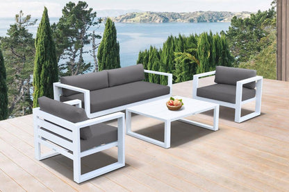 Armen Living - Aelani Outdoor 4 piece Set in White Finish and Charcoal Cushions - SETODAEWH veiw 1