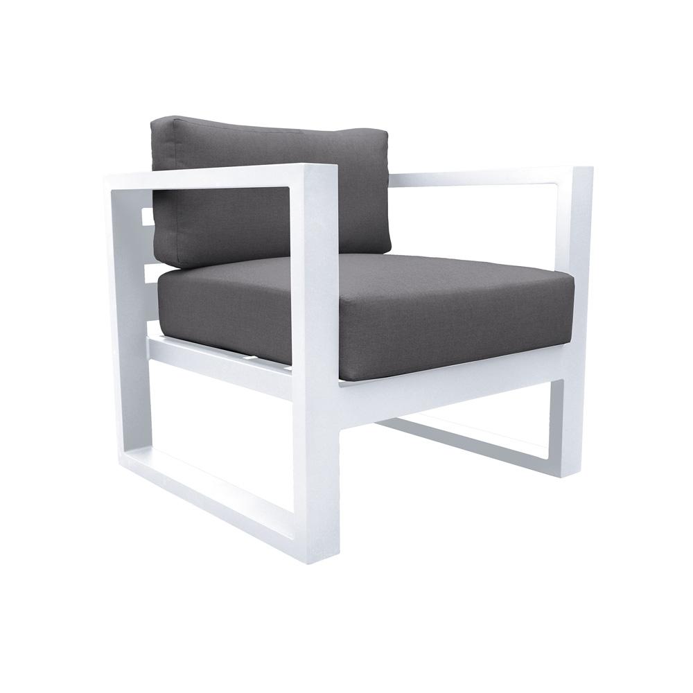 Armen Living - Aelani Outdoor 4 piece Set in White Finish and Charcoal Cushions - SETODAEWH veiw 5