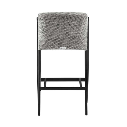 Armen Living - Aileen Outdoor Patio Counter Height Bar Stool in Aluminum and Wicker with Grey Cushions - 840254333185 veiw 5