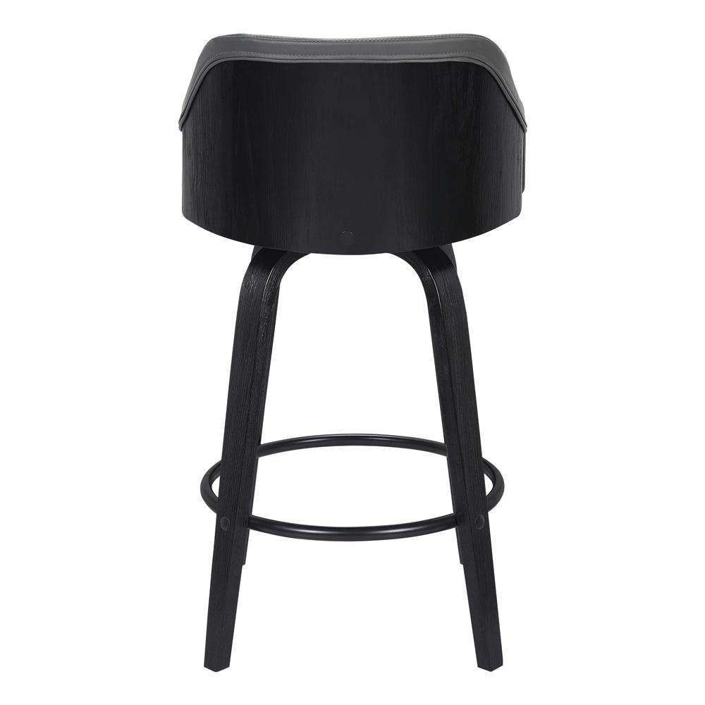 Armen Living - Alec 26in Counter Height Swivel Grey Faux Leather and Black Wood Bar Stool - LCAEBABLGR26 veiw 4