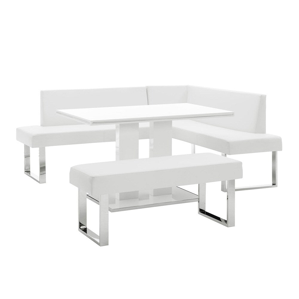 Armen Living - Amanda 3 Piece White Rectangular Dining Set - SETAMDI3WH veiw 1