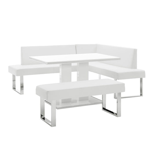 Armen Living - Amanda 3 Piece White Rectangular Dining Set - SETAMDI3WH veiw 1