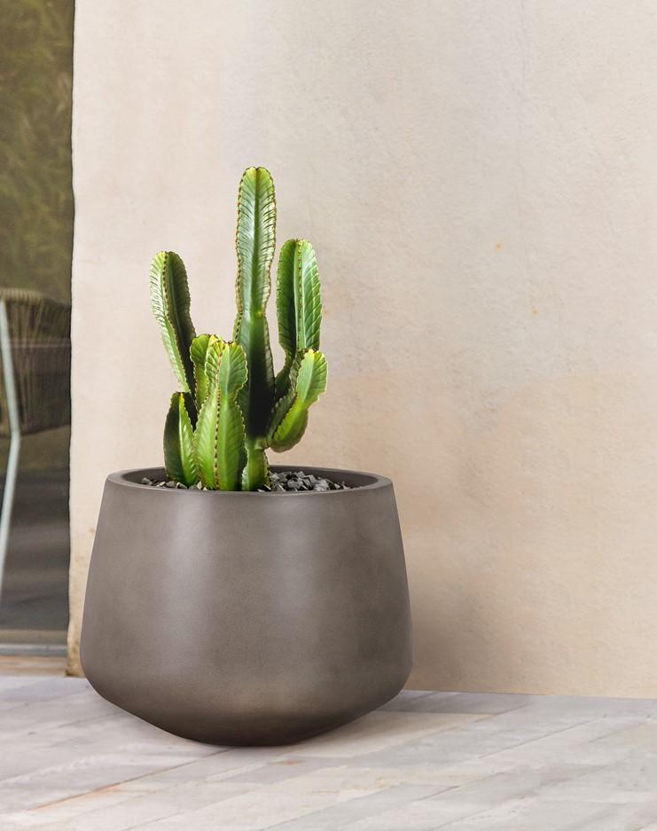 Armen Living - Amethyst Medium Round Lightweight Concrete Indoor or Outdoor Planter in grey - LCAWSMPLGR veiw 7