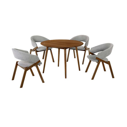 Armen Living - Arcadia and Talulah 42in Round Grey and Walnut Wood 5 Piece Dining Set - SETARDI5TAGRWA42 veiw 1