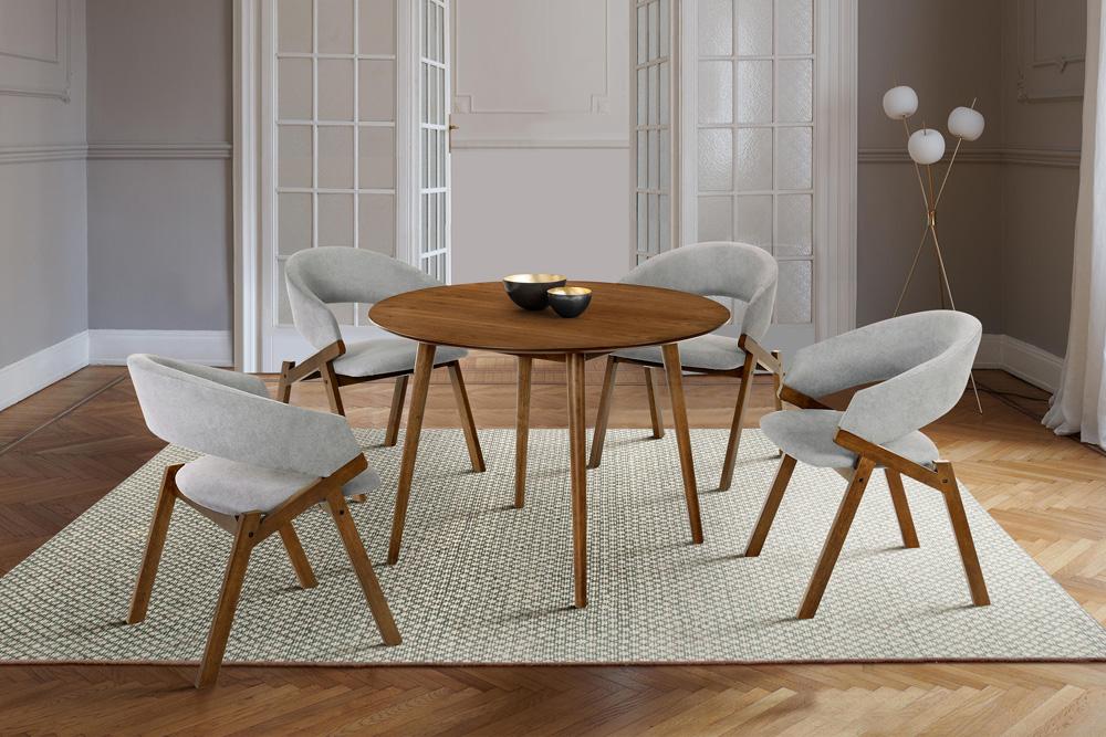 Armen Living - Arcadia and Talulah 42in Round Grey and Walnut Wood 5 Piece Dining Set - SETARDI5TAGRWA42 veiw 8