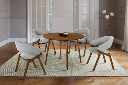 Armen Living - Arcadia and Talulah 42in Round Grey and Walnut Wood 5 Piece Dining Set - SETARDI5TAGRWA42 veiw 8
