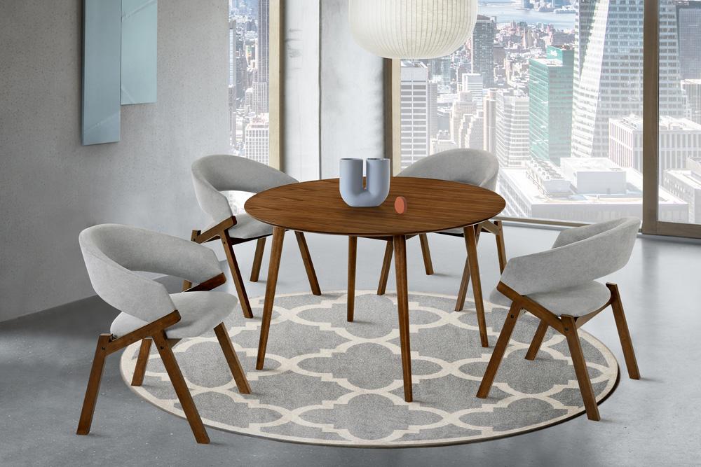 Armen Living - Arcadia and Talulah 48in Round Grey and Walnut Wood 5 Piece Dining Set - SETARDI5TAGRWA48 veiw 8