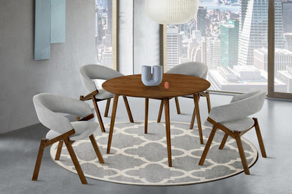 Armen Living - Arcadia and Talulah 48in Round Grey and Walnut Wood 5 Piece Dining Set - SETARDI5TAGRWA48 veiw 8