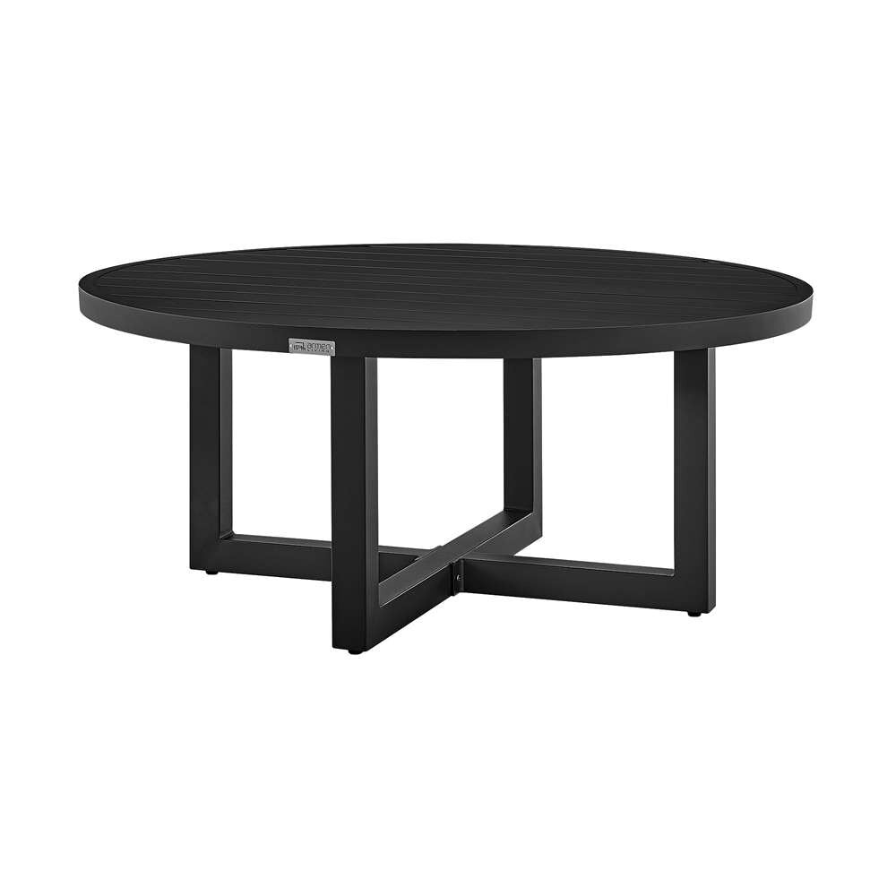 Armen Living - Argiope Outdoor Patio Round Coffee Table in Black Aluminum  - 840254332553 veiw 2