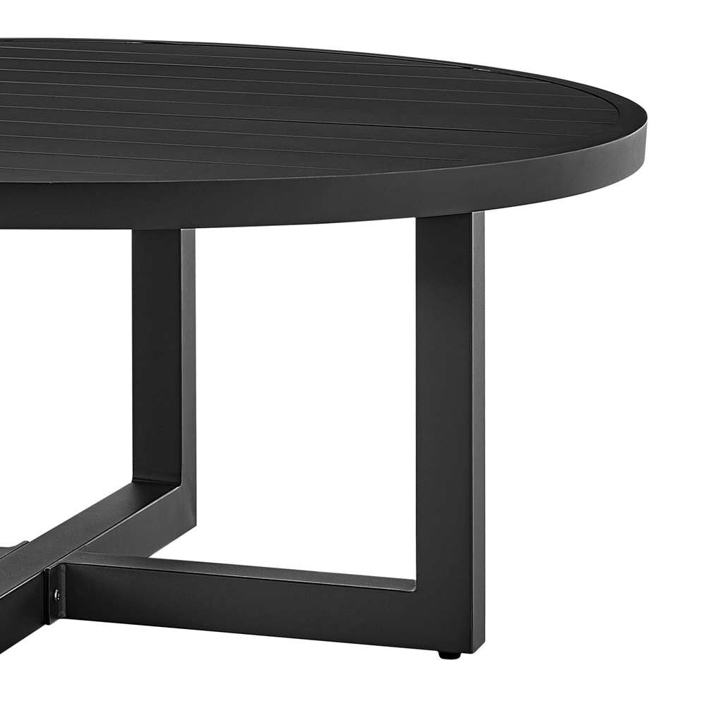 Armen Living - Argiope Outdoor Patio Round Coffee Table in Black Aluminum  - 840254332553 veiw 3