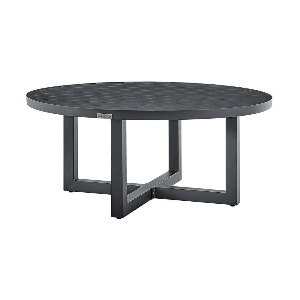 Armen Living - Argiope Outdoor Patio Round Coffee Table in Grey Aluminum  - 840254332560 veiw 2