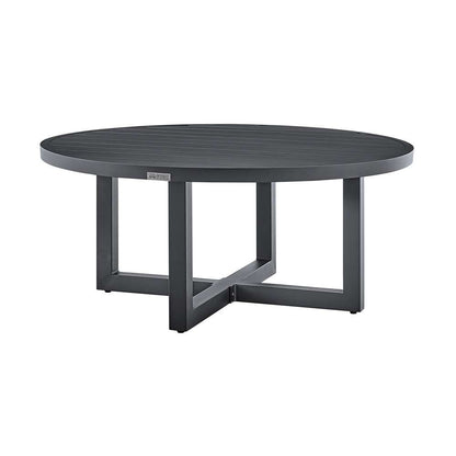 Armen Living - Argiope Outdoor Patio Round Coffee Table in Grey Aluminum  - 840254332560 veiw 2
