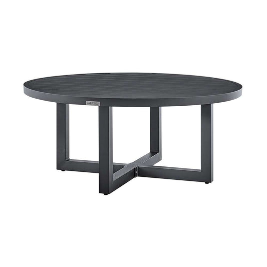 Armen Living - Argiope Outdoor Patio Round Coffee Table in Grey Aluminum  - 840254332560 veiw 2