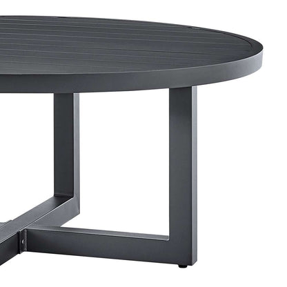Armen Living - Argiope Outdoor Patio Round Coffee Table in Grey Aluminum  - 840254332560 veiw 3