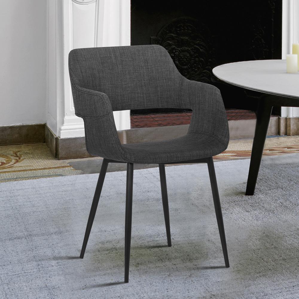 Armen Living - Ariana Mid-Century Charcoal Open Back Dining Accent Chair - LCARCHBLCH veiw 5